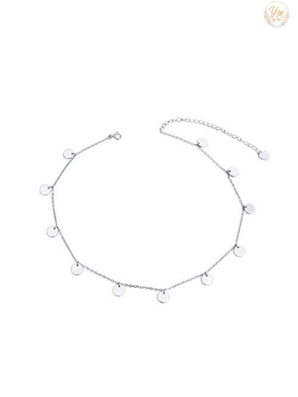 S925 Sterling Silver Disc Choker Necklace Rolo Chain Statement
